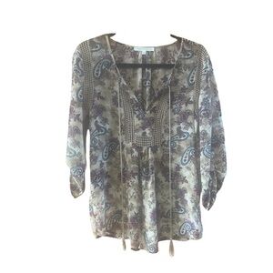 Daniel‎ Rainn Sheer Paisley Tassel Top